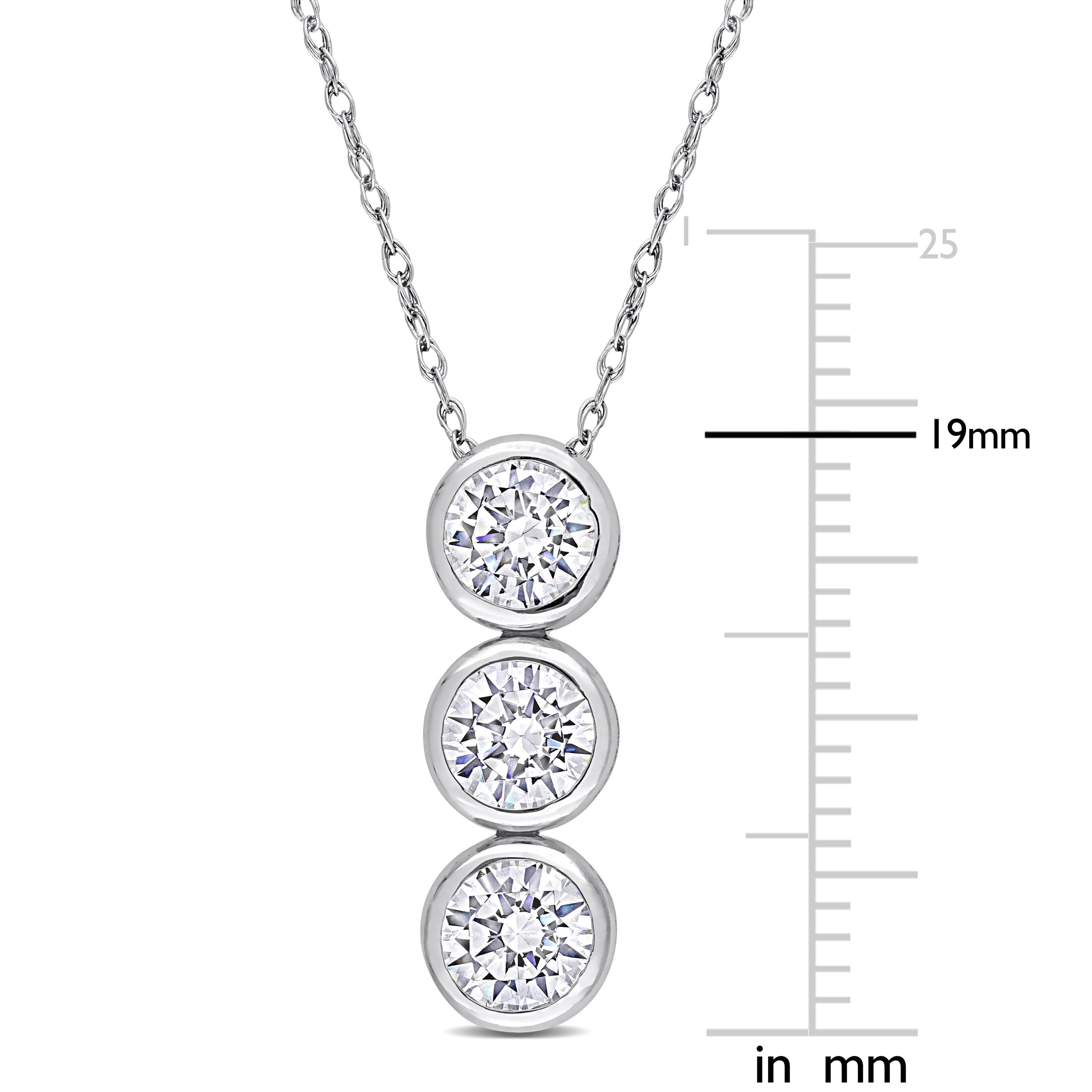 Miadora Cubic Zirconia 3-Stone Necklace in Sterling Silver
