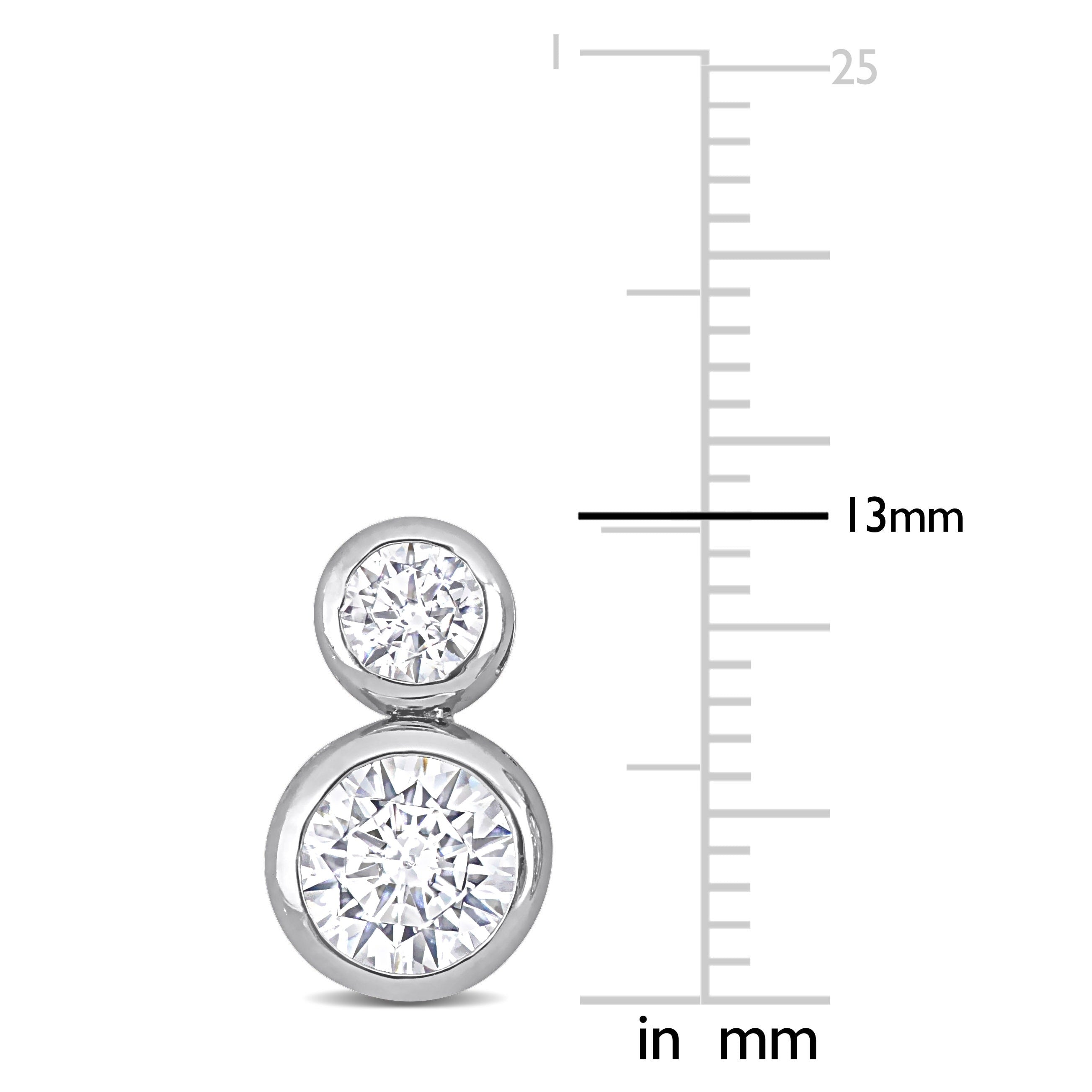 Miadora Cubic Zirconia Two-Stone Stud Earrings in Sterling Silver