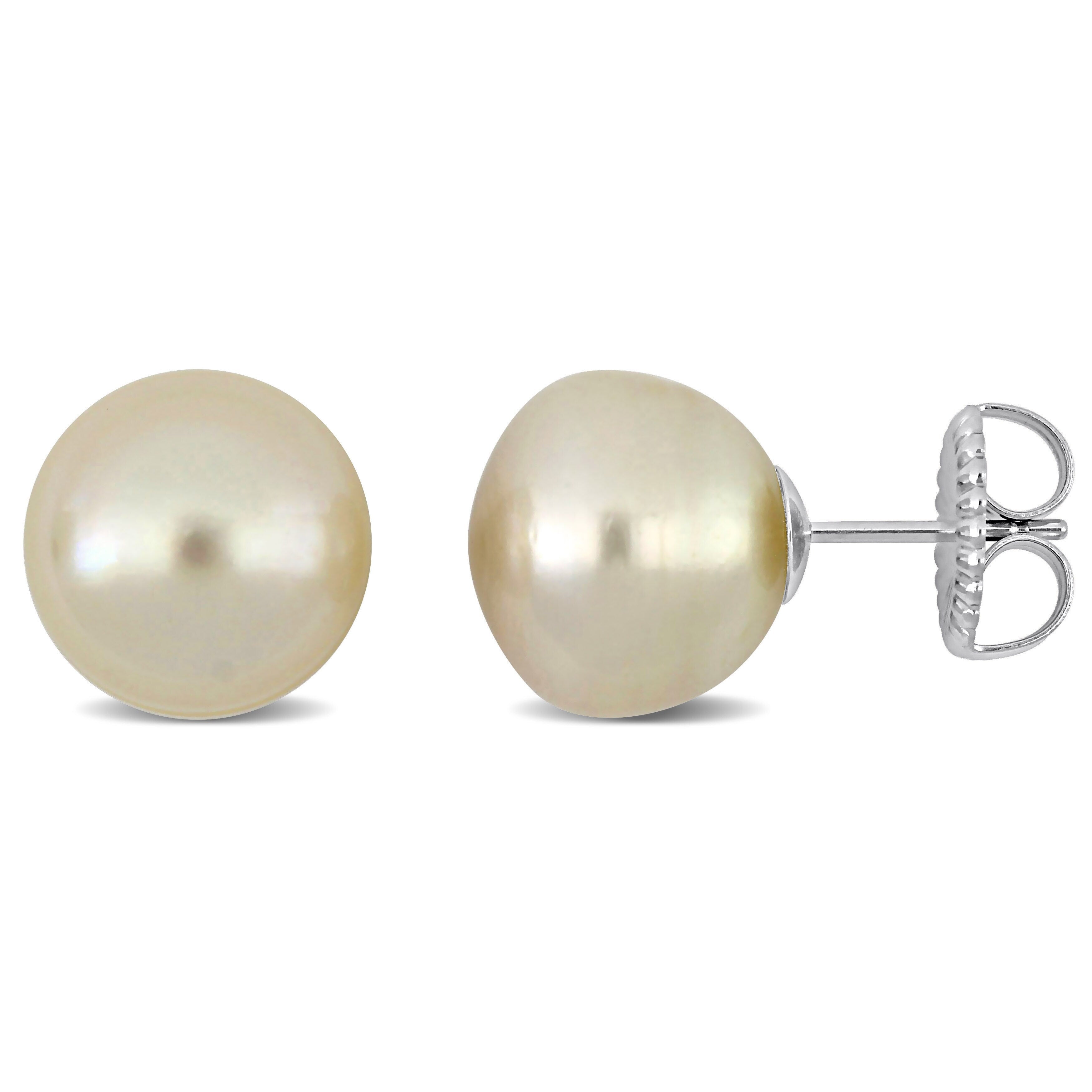 Miadora Cultured South Sea Pearl Earrings in 14k White Gold