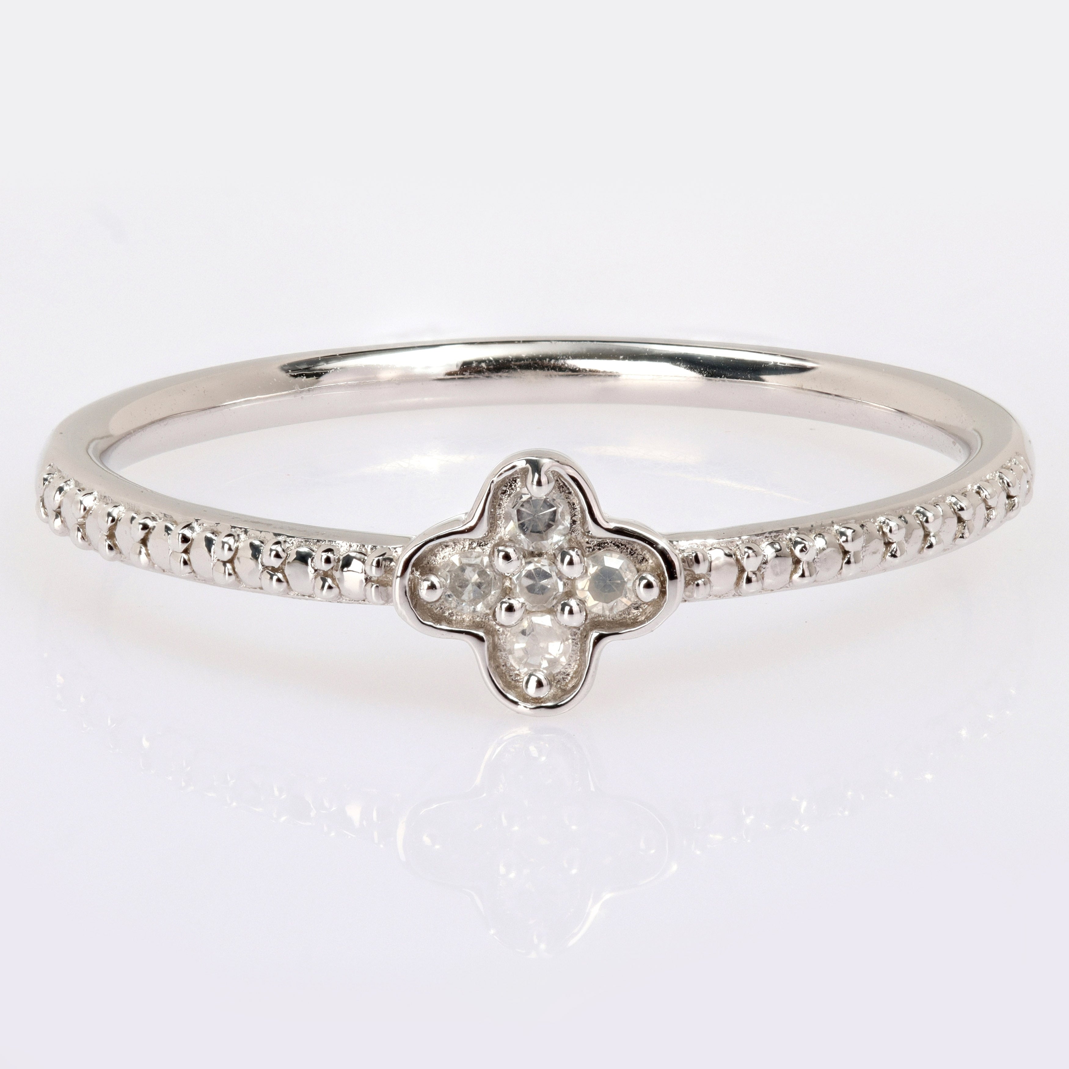 Miadora Diamond Accent Quatrefoil Promise Stacking Ring in Sterling Silver