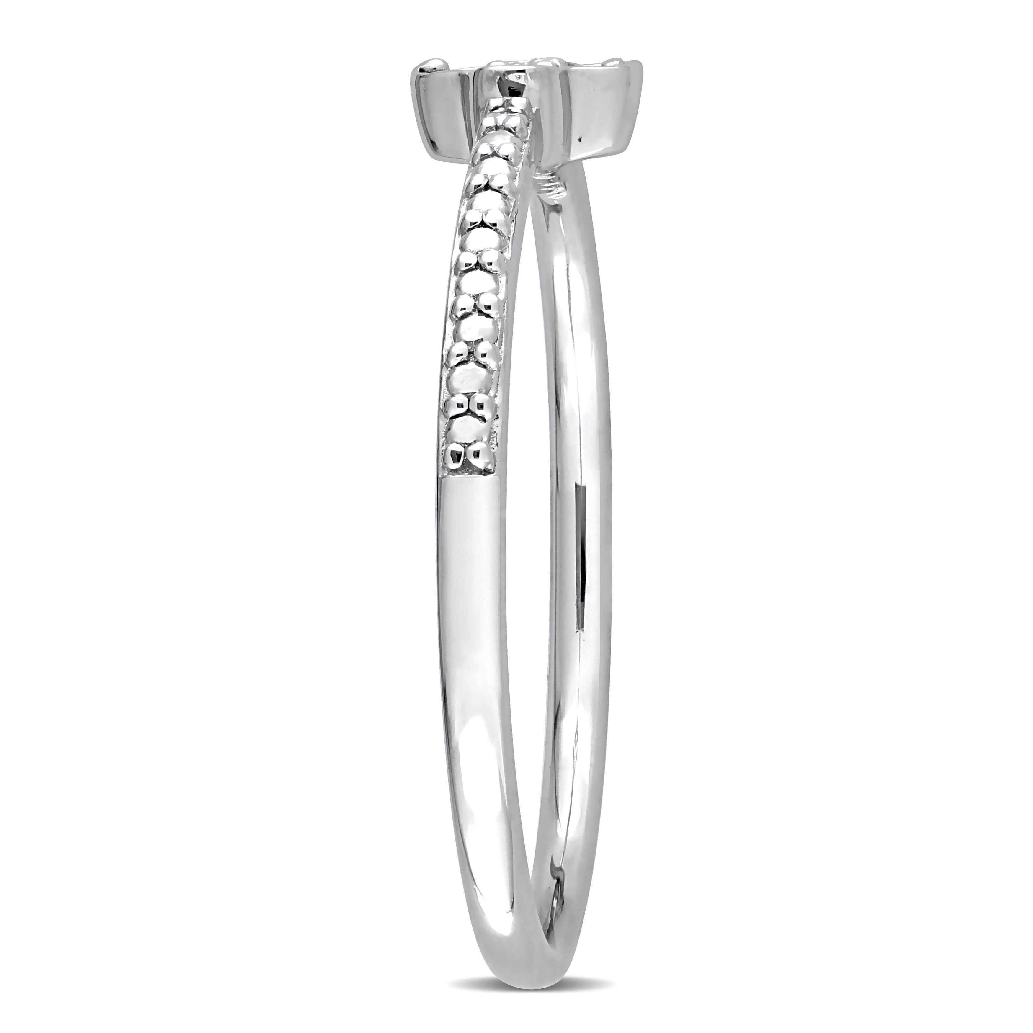 Miadora Diamond Accent Quatrefoil Promise Stacking Ring in Sterling Silver