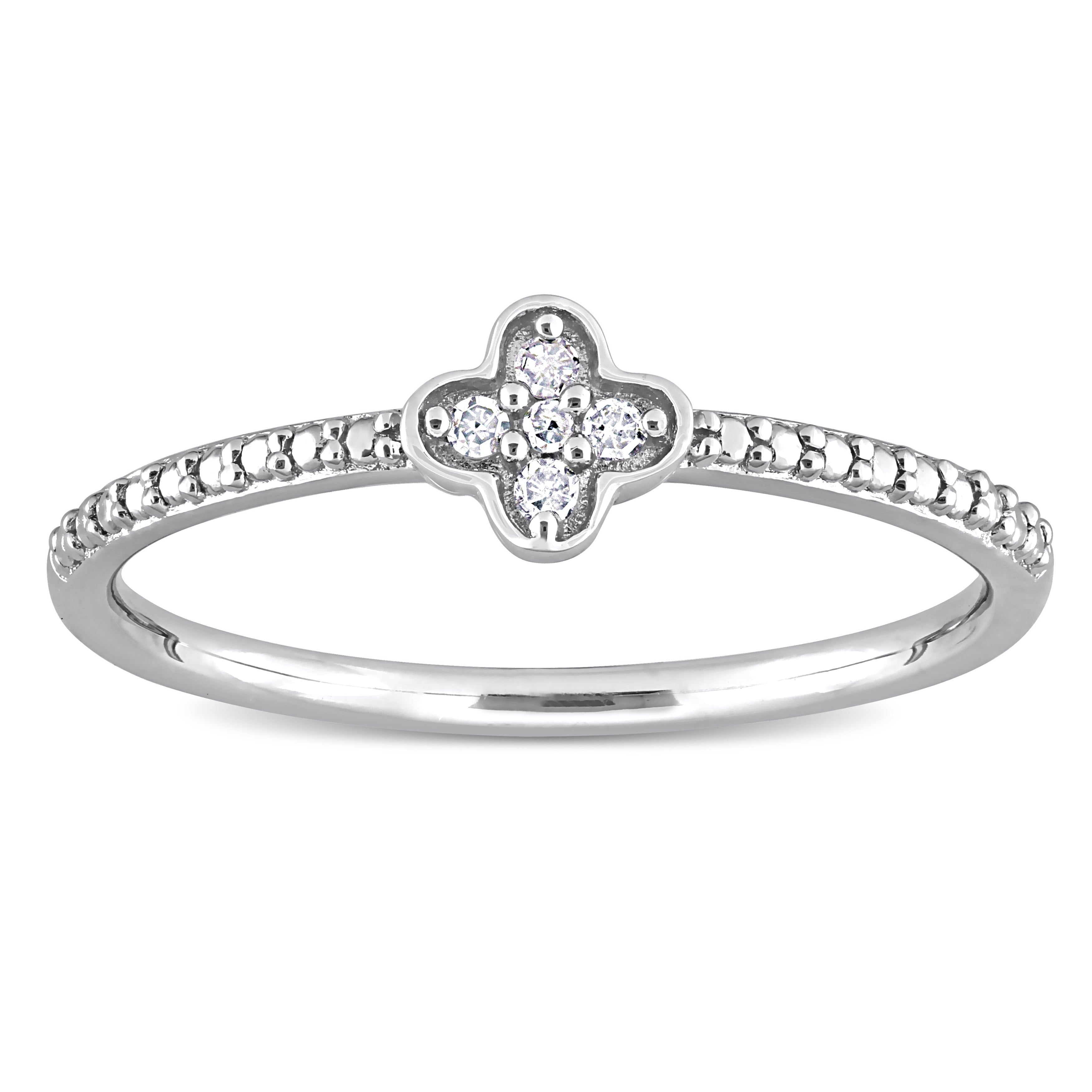 Miadora Diamond Accent Quatrefoil Promise Stacking Ring in Sterling Silver