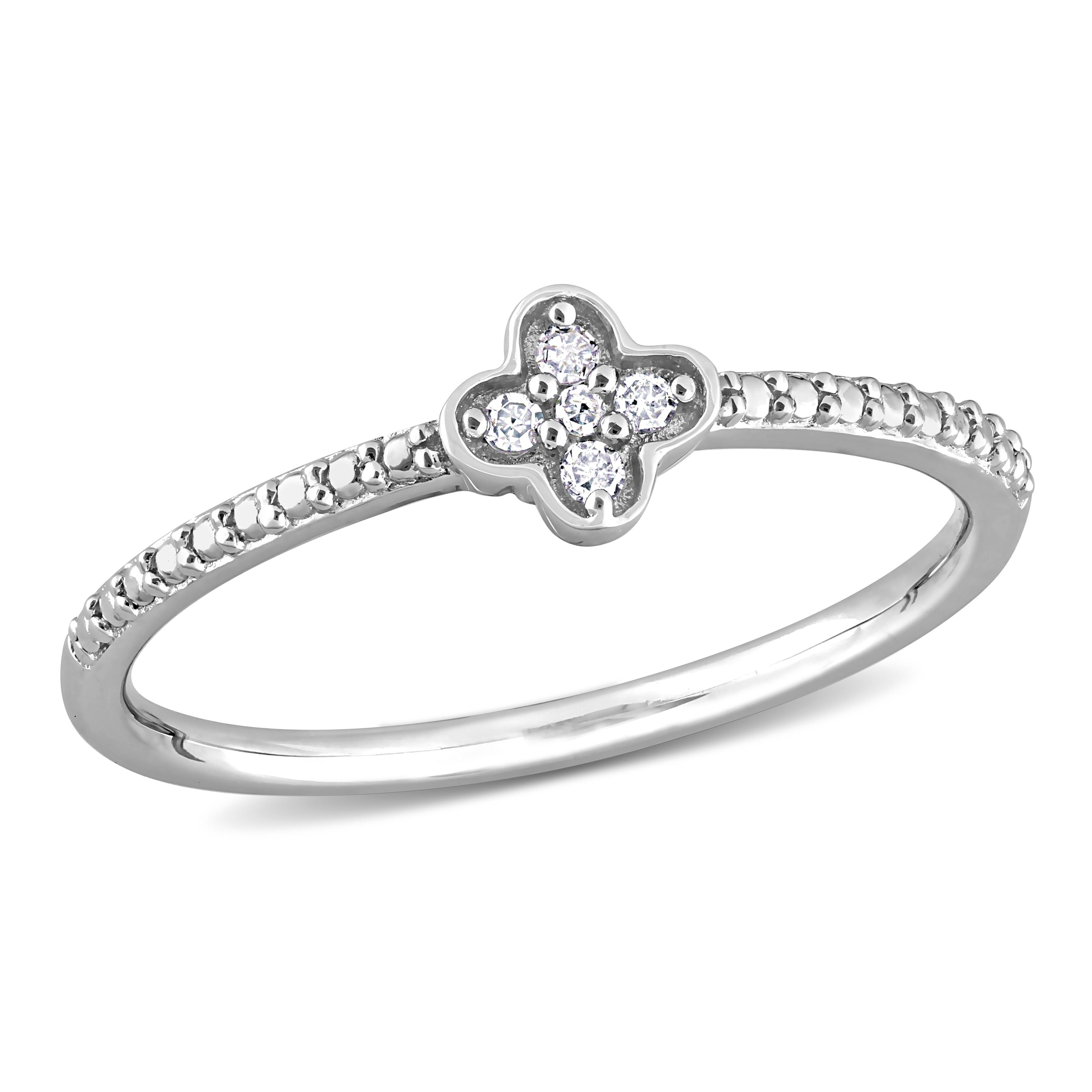 Miadora Diamond Accent Quatrefoil Promise Stacking Ring in Sterling Silver