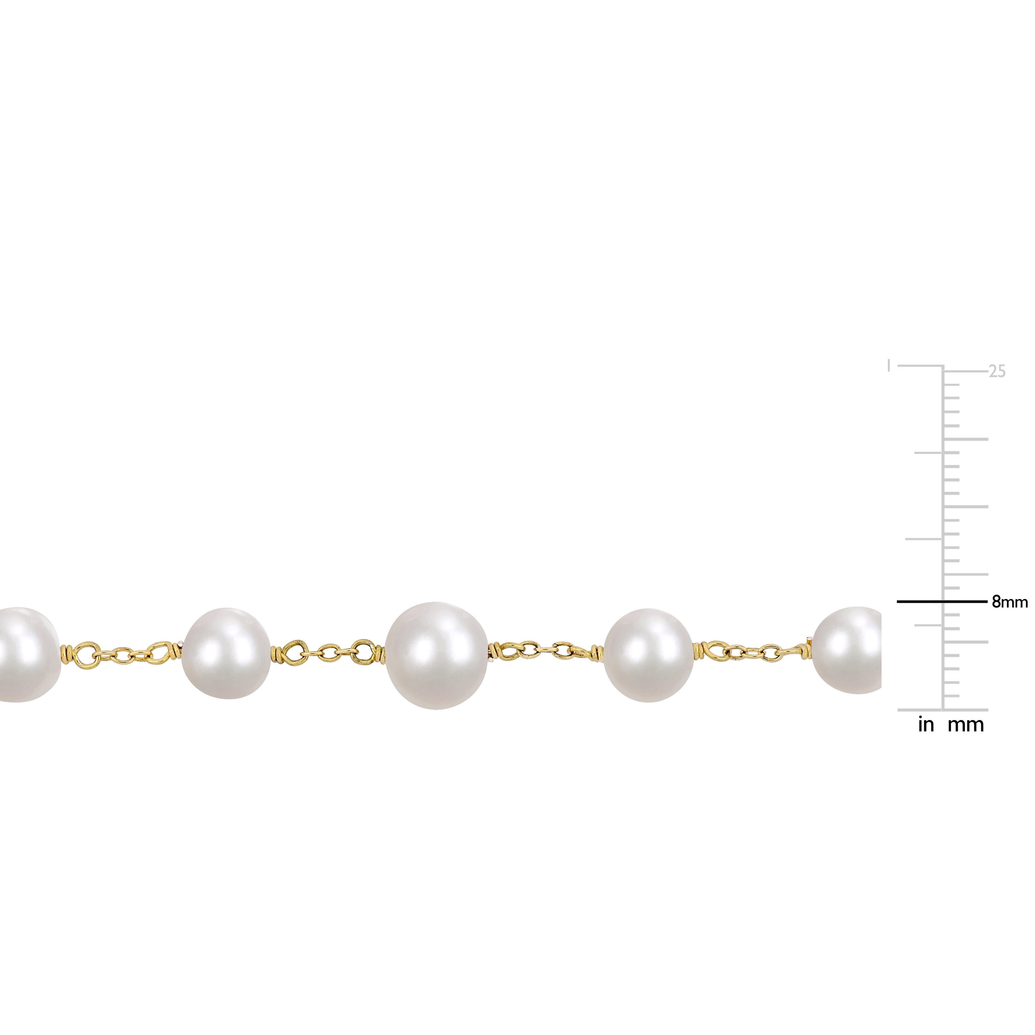 Miadora Freshwater Cultured Pearl Yard Necklace in 18k Gold Plated Sterling Silver (6.5-8.5mm)