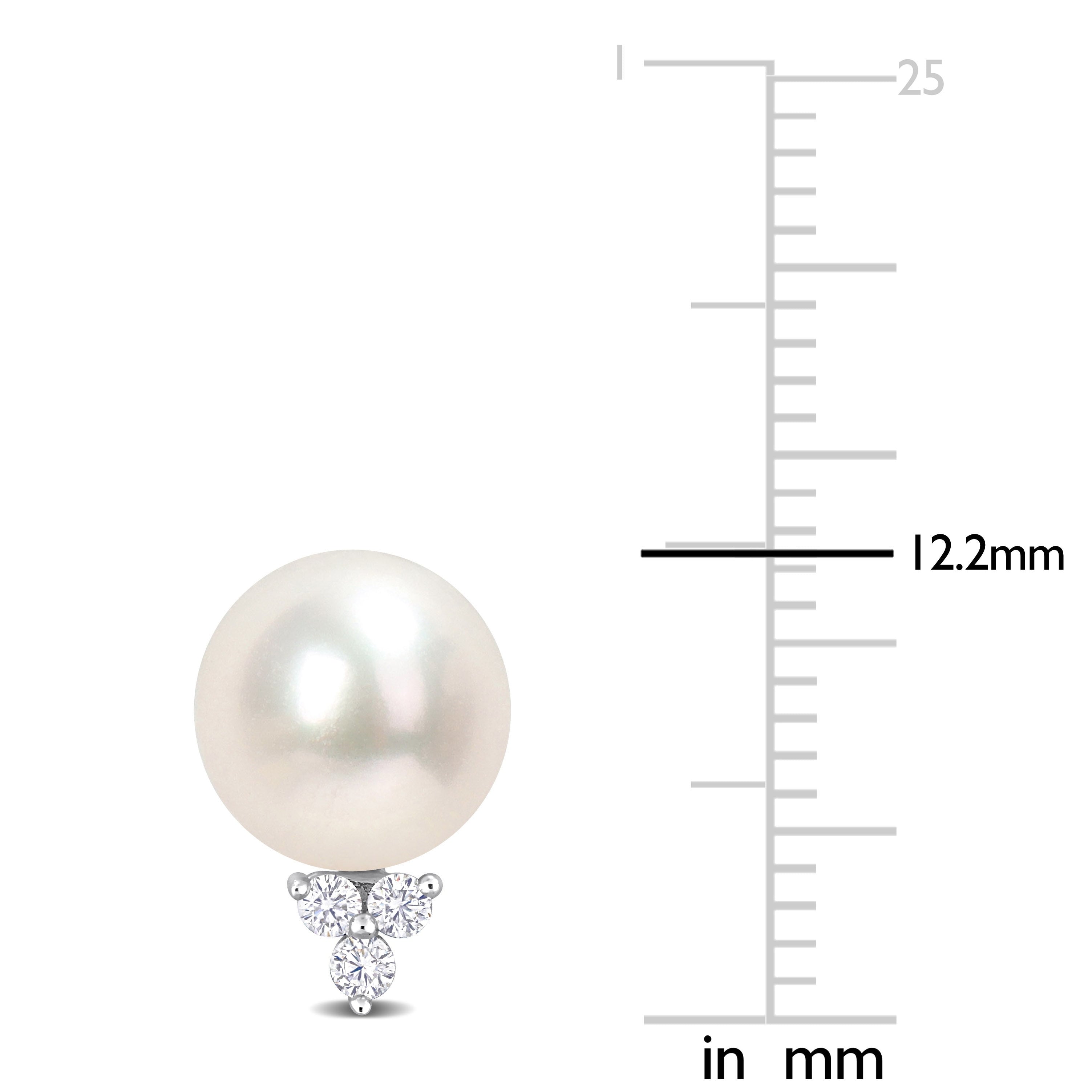 Miadora Freshwater Cultured Pearl and 1/8ct TDW Diamond Stud Earrings in Sterling Silver