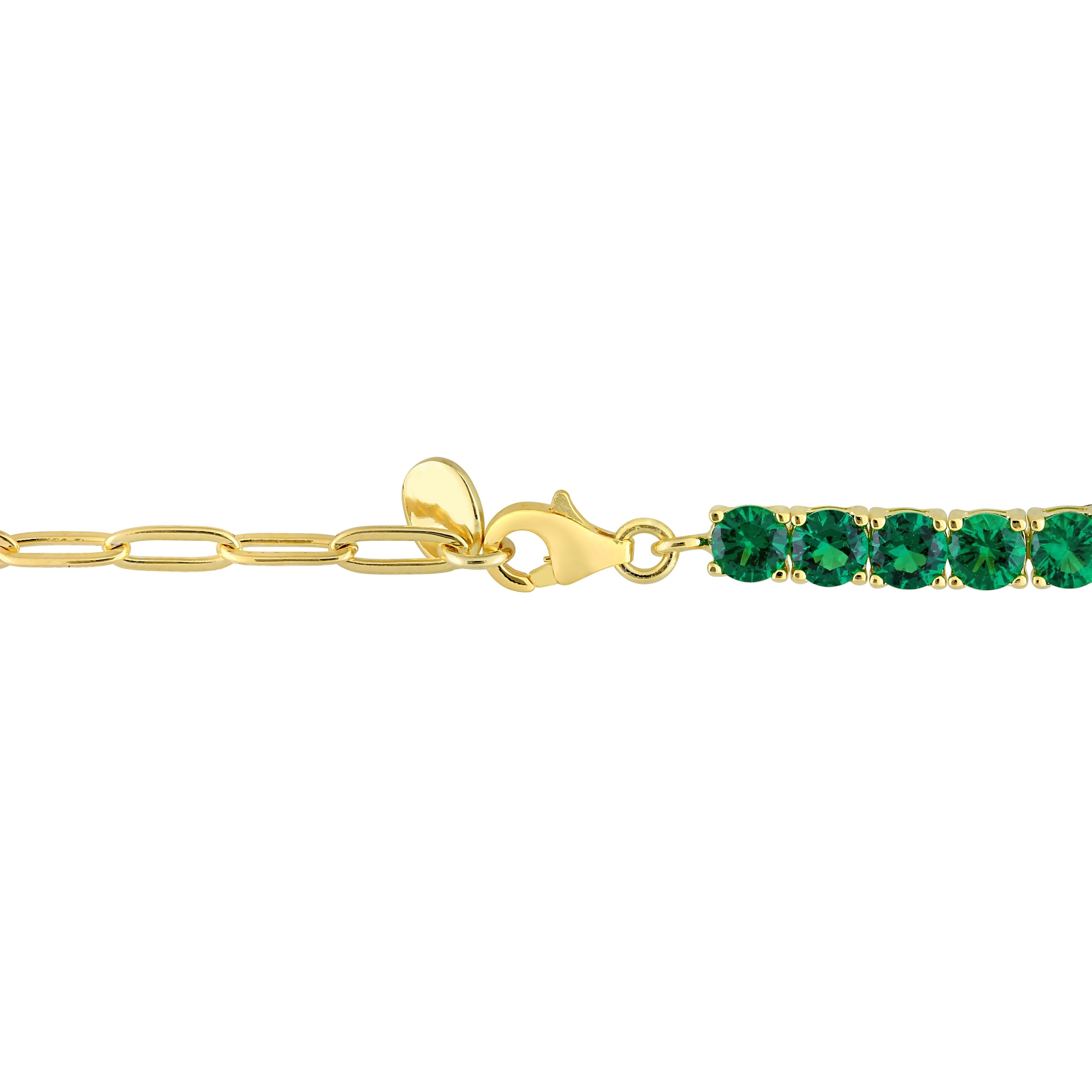 Miadora Green Cubic Zirconia Tennis Bracelet in Yellow Plated Sterling Silver