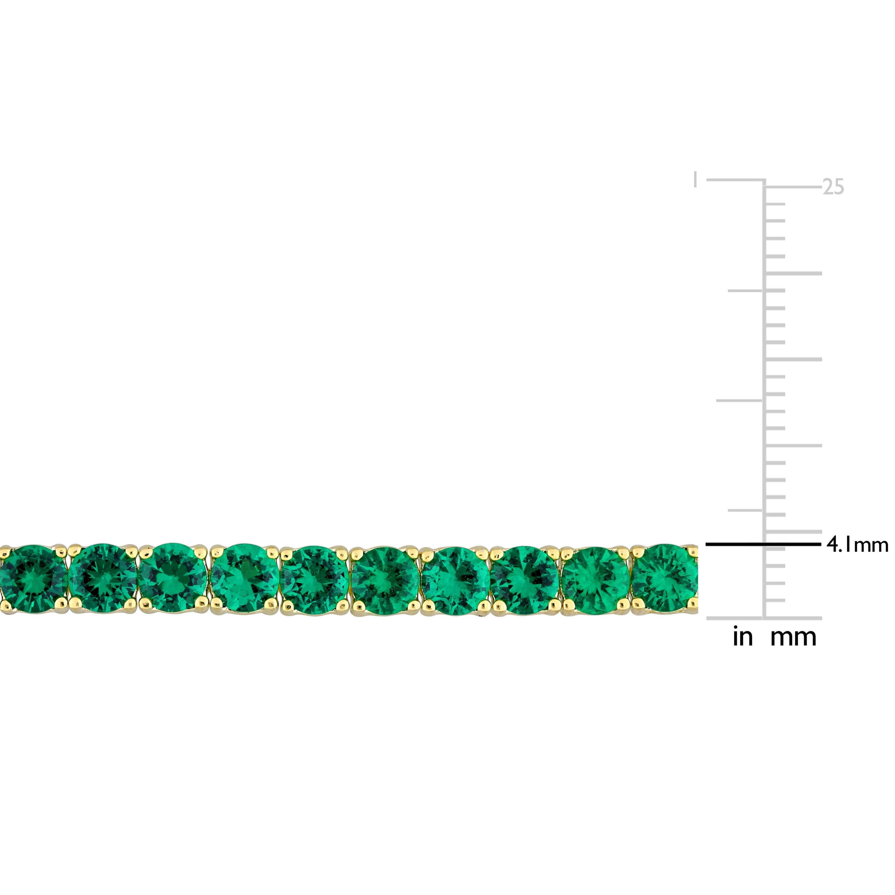 Miadora Green Cubic Zirconia Tennis Bracelet in Yellow Plated Sterling Silver
