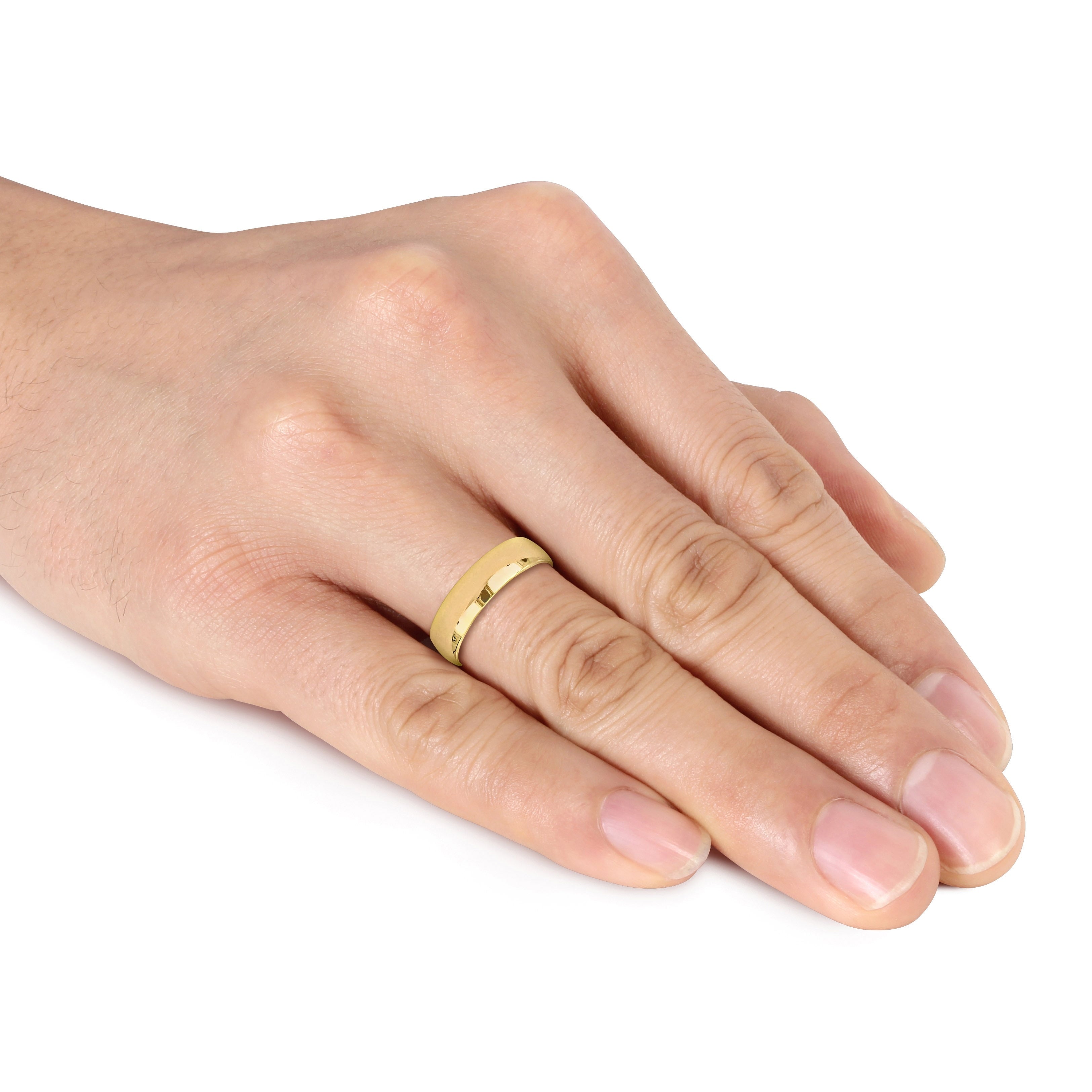 Miadora Mens 6 mm Polished Finish Wedding Band in 14k Yellow Gold