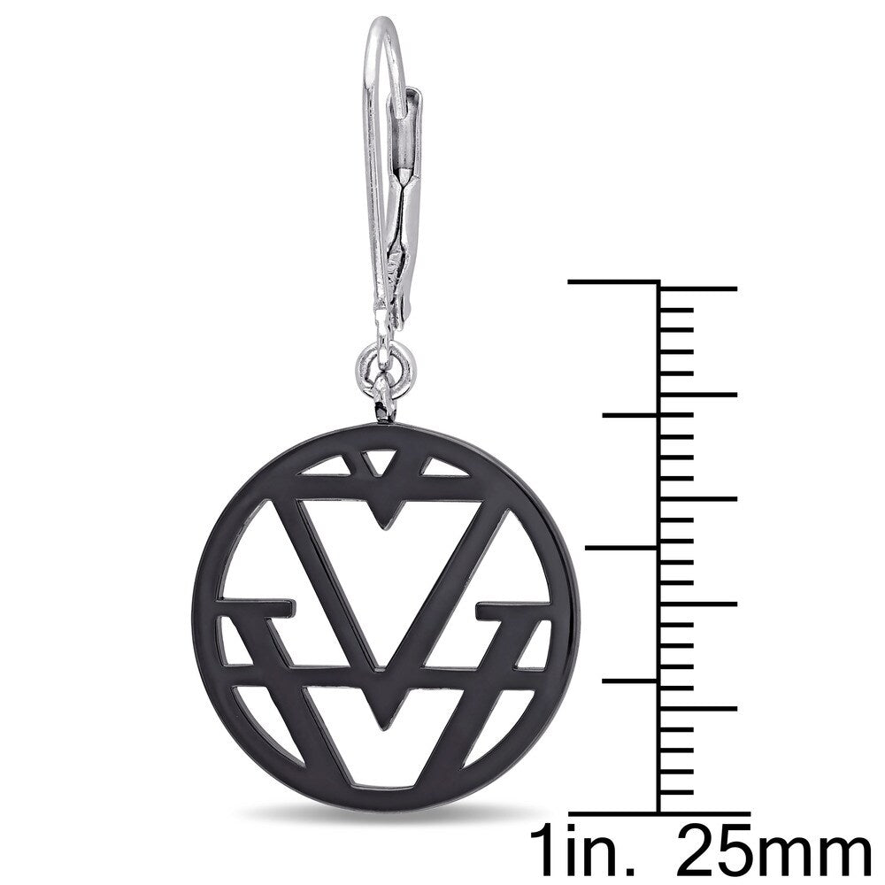 Miadora Openwork Earrings in Sterling Silver with Black Rhodium - White