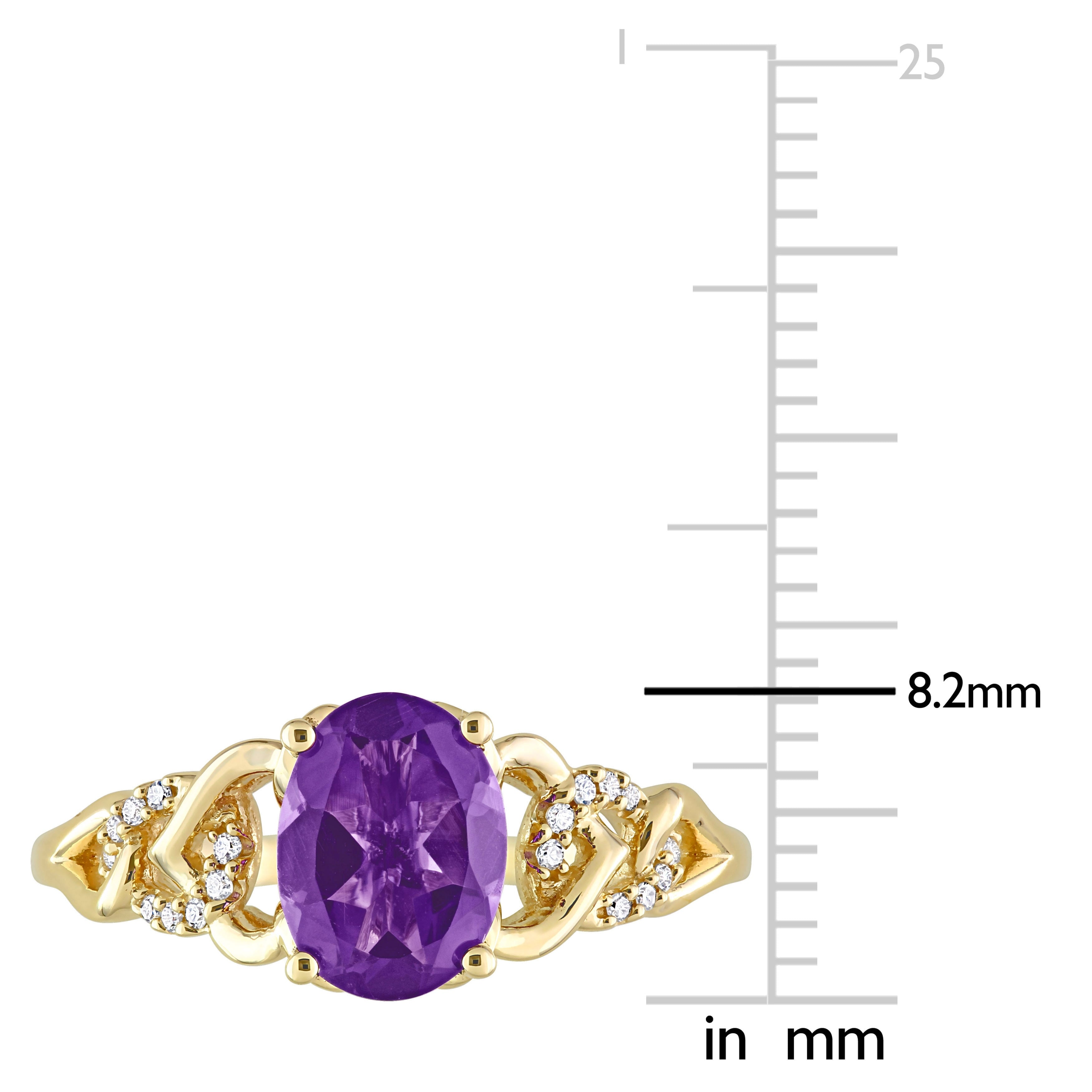 Miadora Oval African Amethyst and Diamond Accent Link Engagement Ring in 10k Yellow Gold