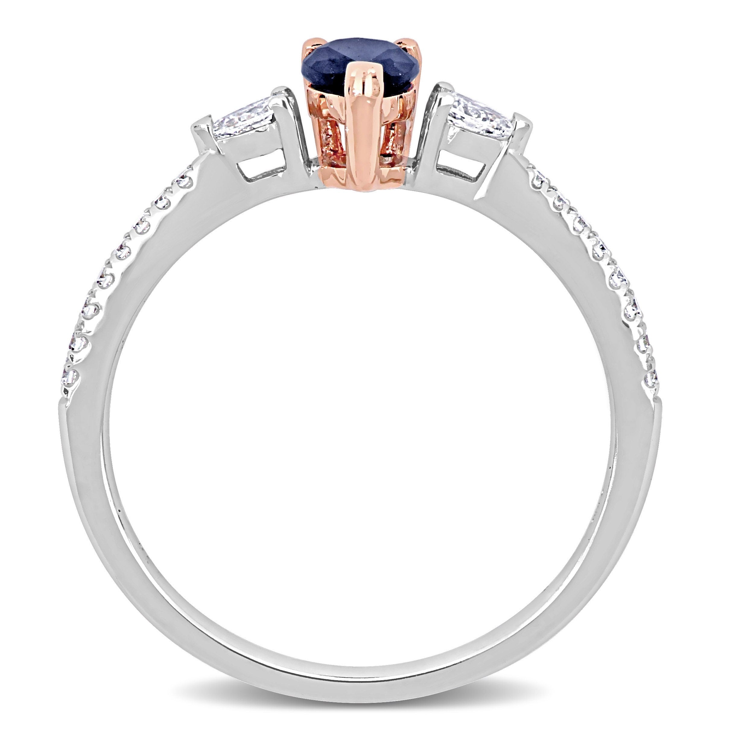 Miadora Pear-cut Sapphire and 1/4ct TDW Diamond 3-stone Teardrop Engagement Ring in 14k 2-Tone Gold