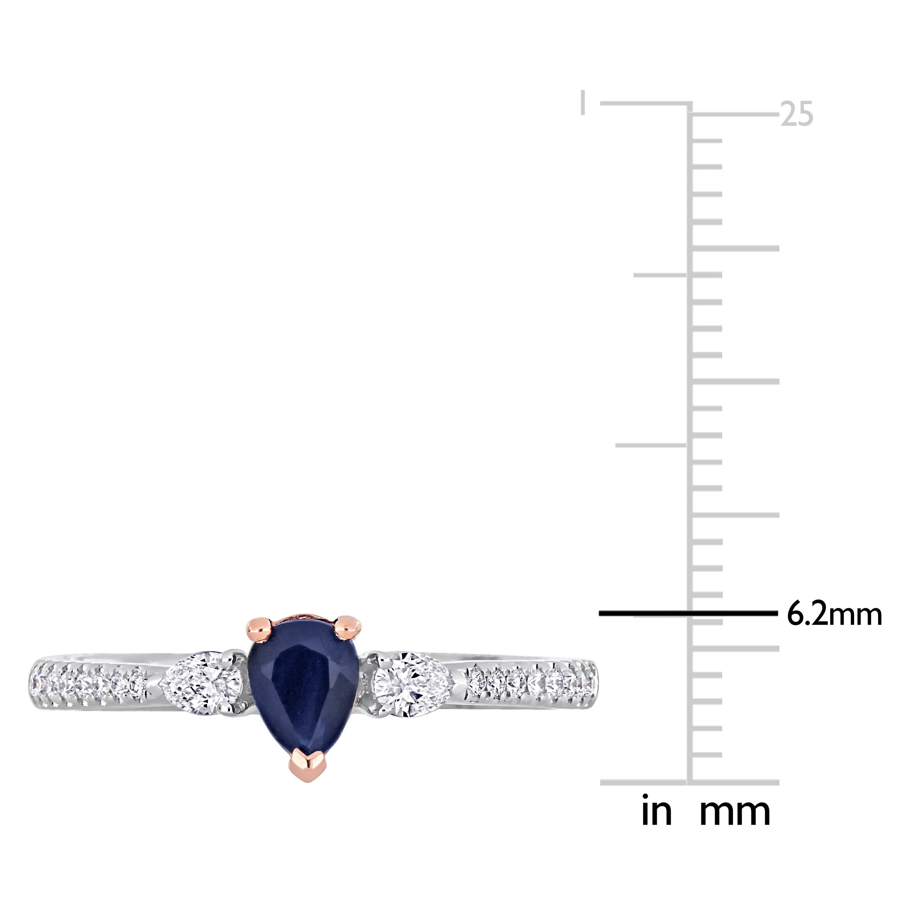 Miadora Pear-cut Sapphire and 1/4ct TDW Diamond 3-stone Teardrop Engagement Ring in 14k 2-Tone Gold