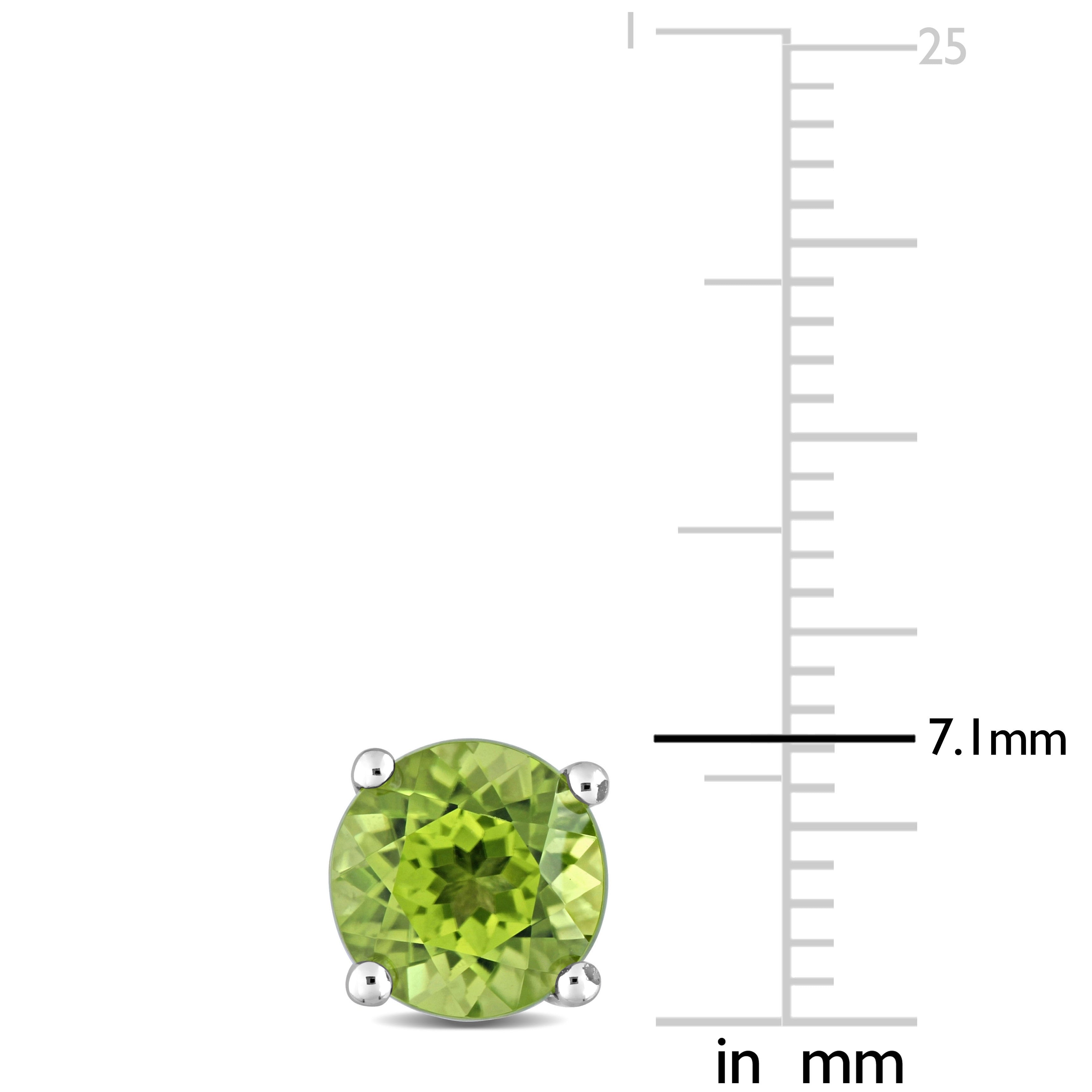 Miadora Peridot Birthstone Solitaire Stud Earrings in Sterling Silver