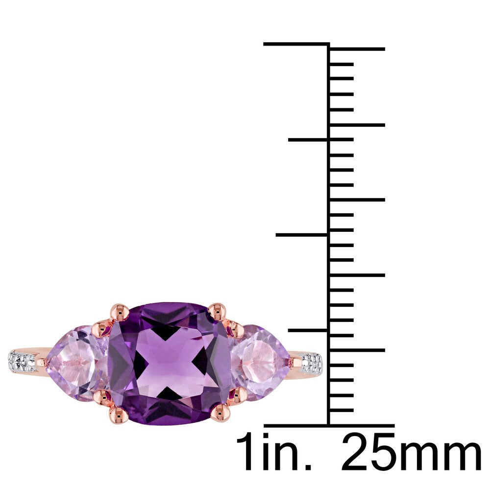 Miadora Rose Plated Silver Multi-gemstone and Diamond Accent Ring - Purple