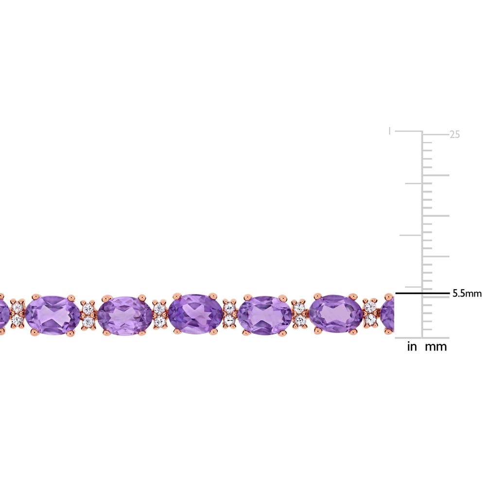14 1/10ct TGW Amethyst White Sapphire Tennis Bracelet in Rose Plated Sterling Silver by Miadora