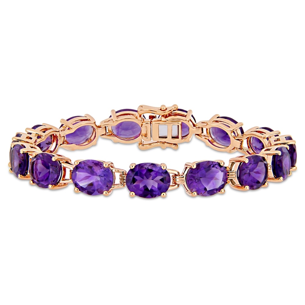 Miadora Rose Plated Sterling Silver 36ct TGW African-Amethyst Bracelet