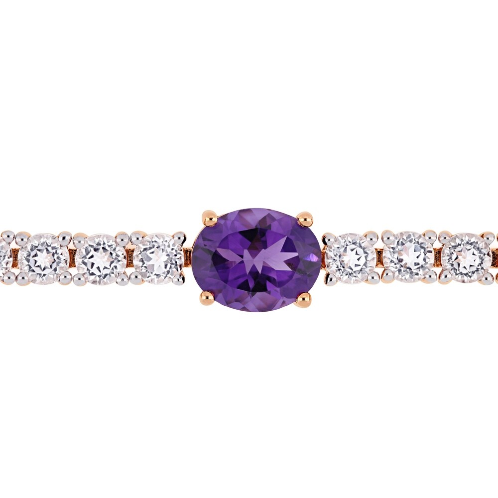 Miadora Rose Plated Sterling Silver African-Amethyst & White Topaz Bracelet