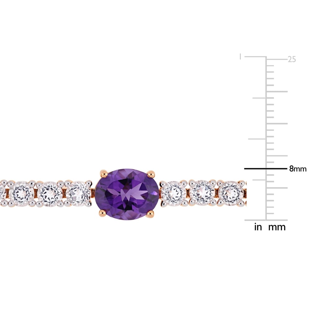 Miadora Rose Plated Sterling Silver African-Amethyst & White Topaz Bracelet