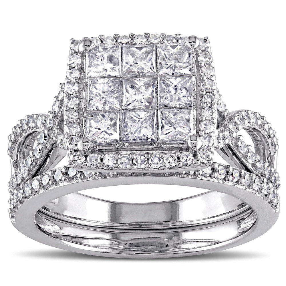 Miadora Signature Collection 10k White Gold 1 1/ 2ct TDW Diamond Bridal Ring Set