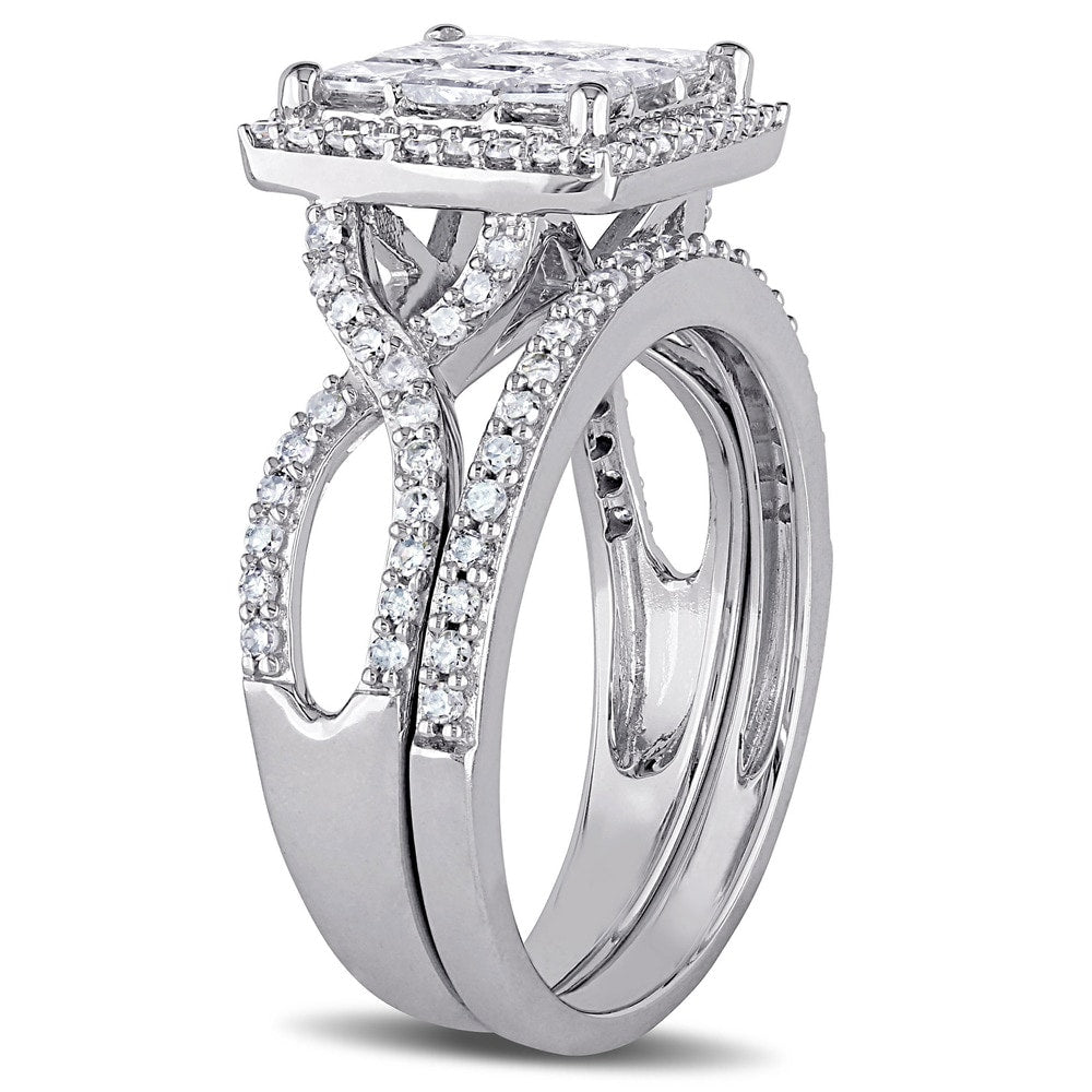Miadora Signature Collection 10k White Gold 1 1/ 2ct TDW Diamond Bridal Ring Set