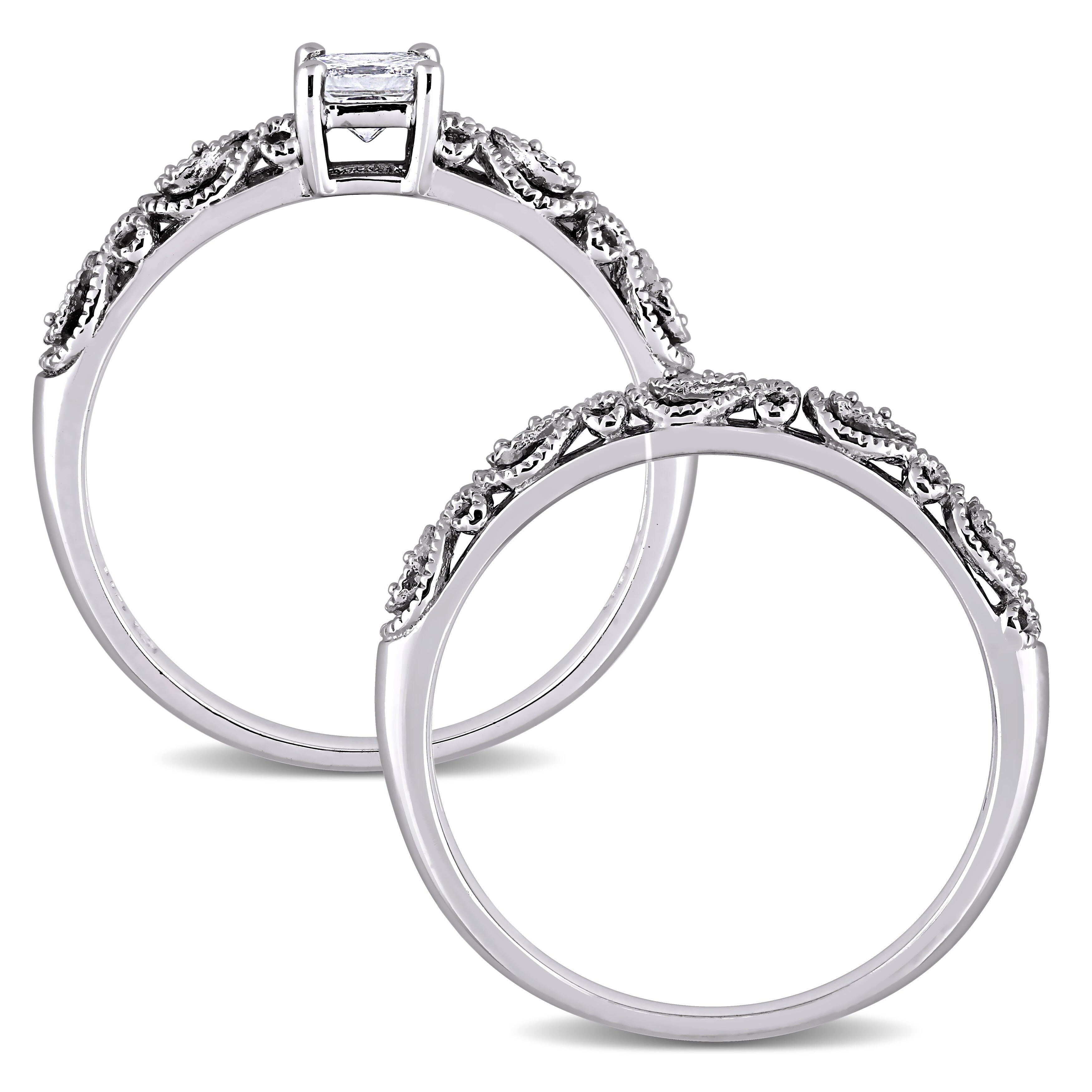 Miadora Signature Collection 10k White Gold 1/3ct TDW Diamond Vintage Bridal Set