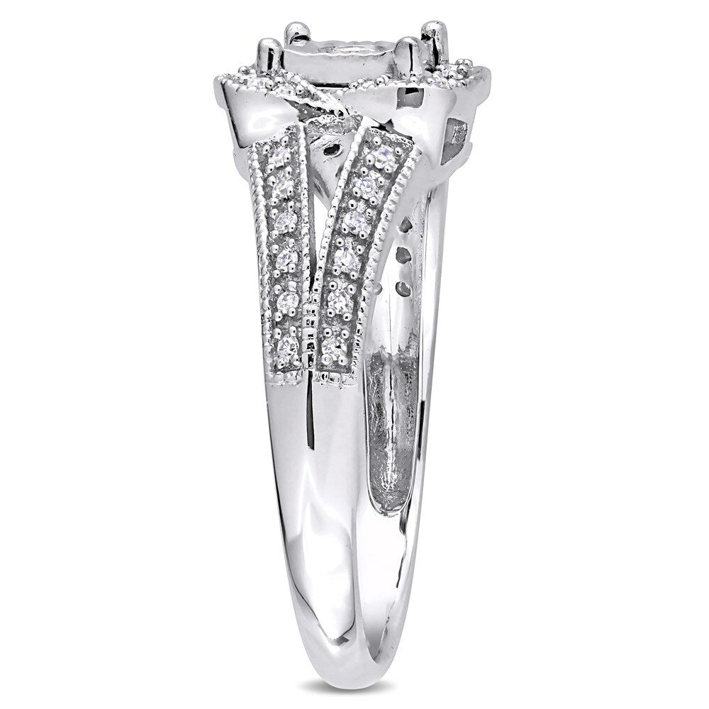 Miadora Signature Collection 10k White Gold 1/5ct TDW Diamond Twisted Square Halo Engagement Ring