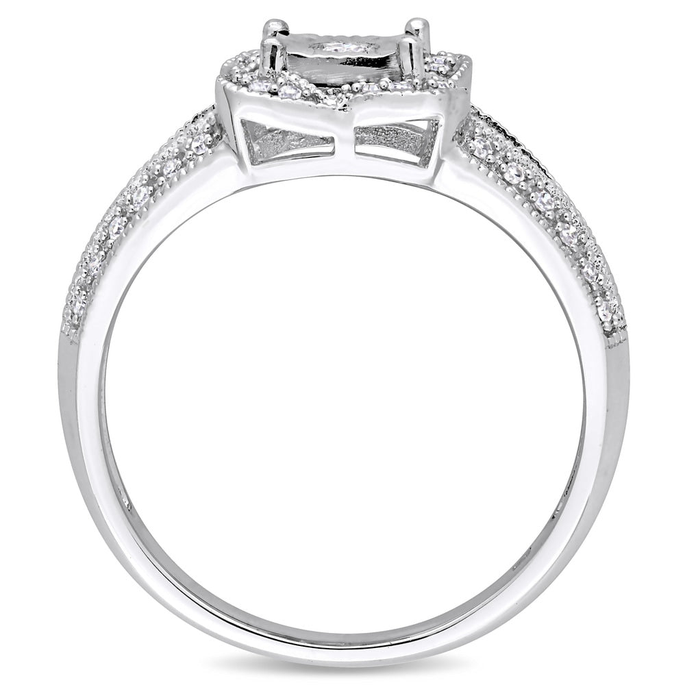 Miadora Signature Collection 10k White Gold 1/5ct TDW Diamond Twisted Square Halo Engagement Ring