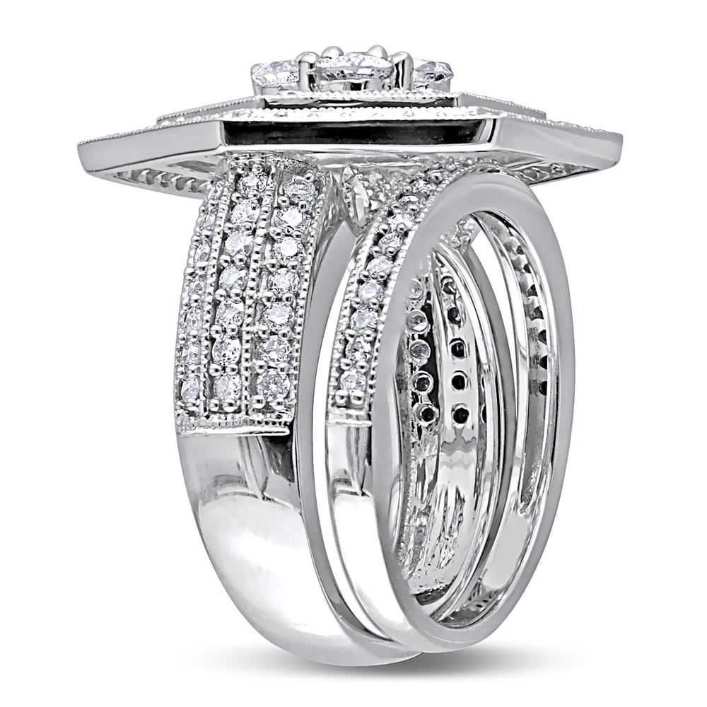 Miadora Signature Collection 10k White Gold 2ct TDW Diamond Bridal Ring Set