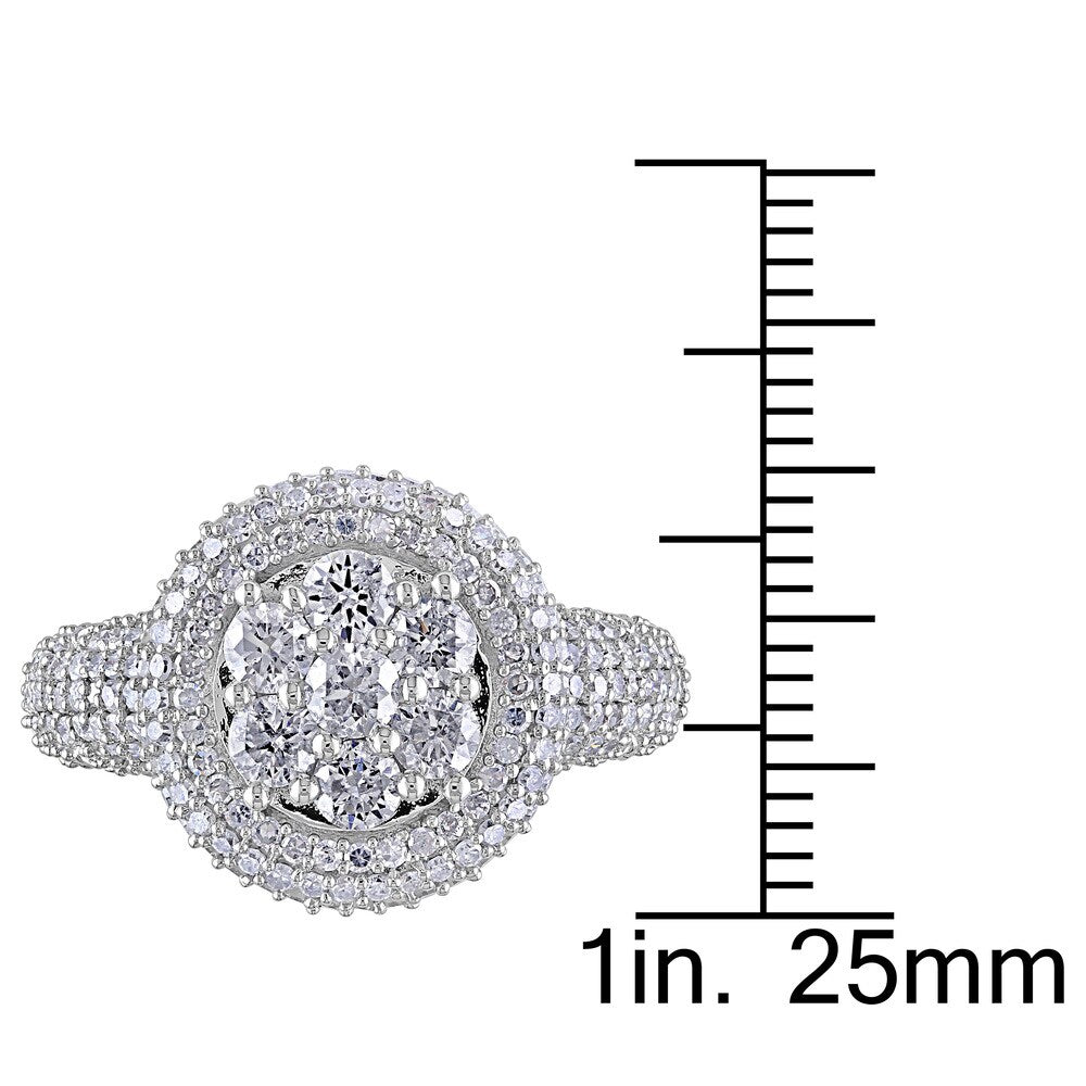 Miadora Signature Collection 10k White Gold 2ct TDW Diamond Cluster Engagement Ring