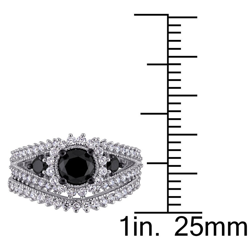 Miadora Signature Collection 10k White Gold Black Rhodium 2ct TDW Black and White Diamond Split Shan