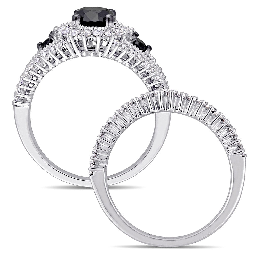 Miadora Signature Collection 10k White Gold Black Rhodium 2ct TDW Black and White Diamond Split Shan