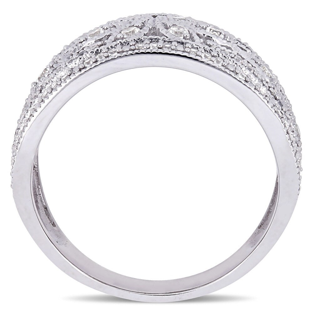 Miadora Signature Collection 10k White Gold Created White Sapphire Floral Infinity Anniversary Band