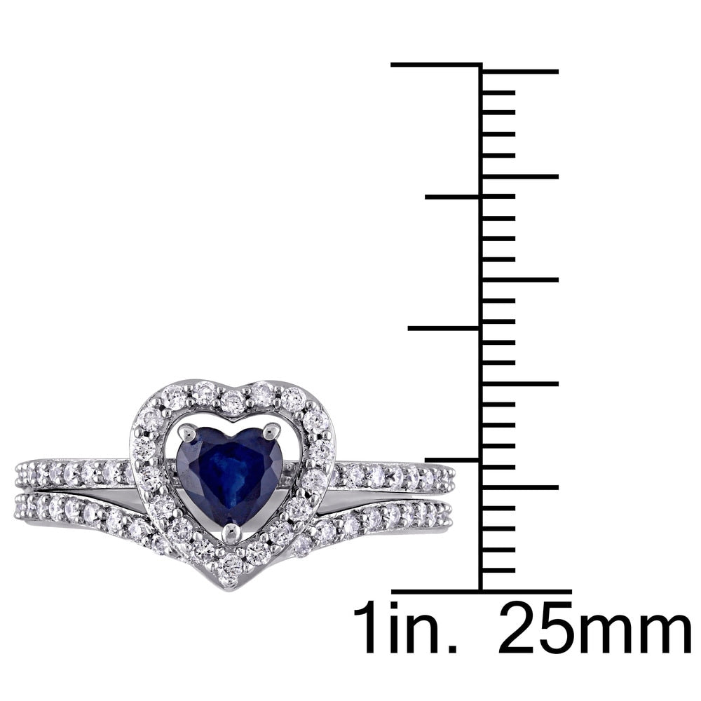 Miadora Signature Collection 10k White Gold Diffused Sapphire and 1/2ct TDW Diamond 2-Piece Bridal R