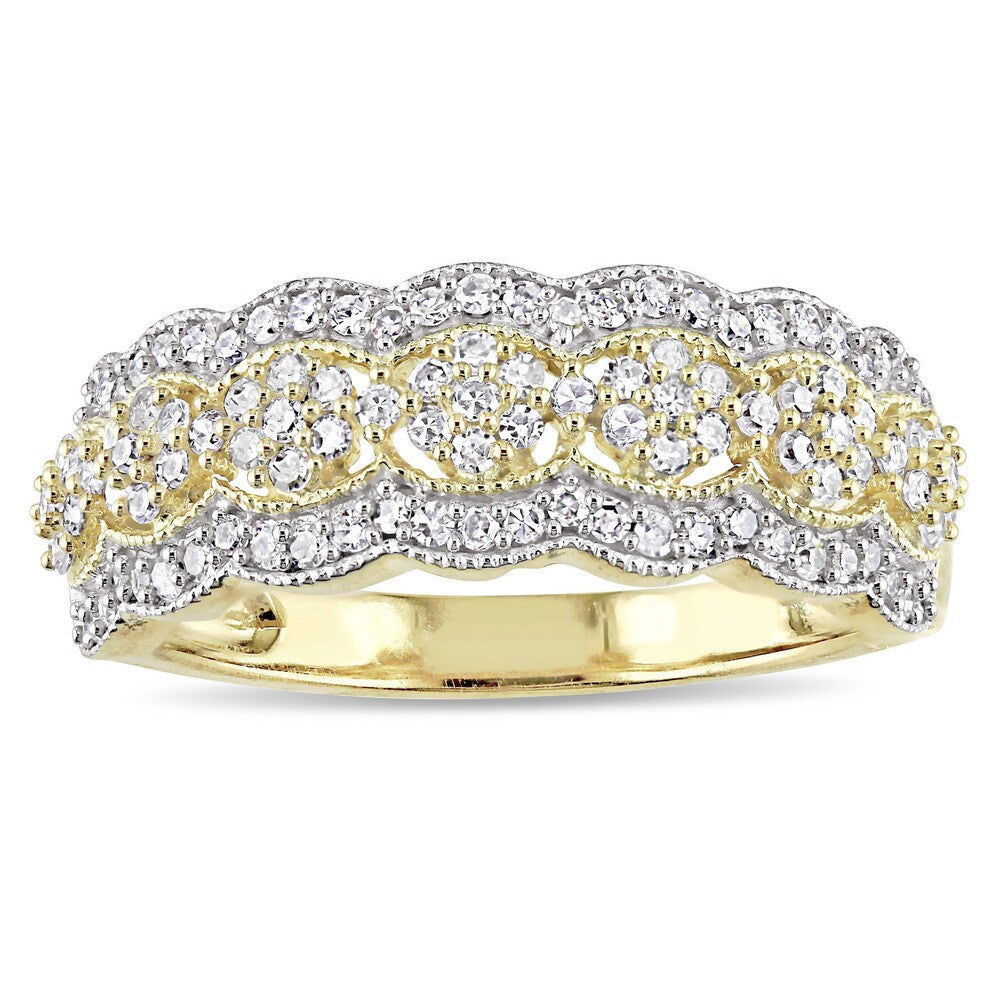 Miadora Signature Collection 10k Yellow Gold 1/2ct TDW Diamond Milgrain Detail Anniversary Ring