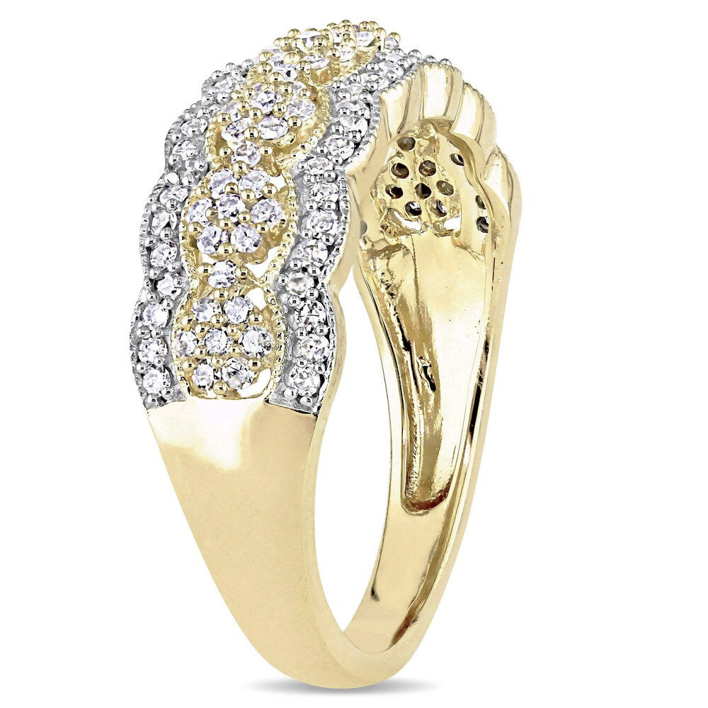 Miadora Signature Collection 10k Yellow Gold 1/2ct TDW Diamond Milgrain Detail Anniversary Ring