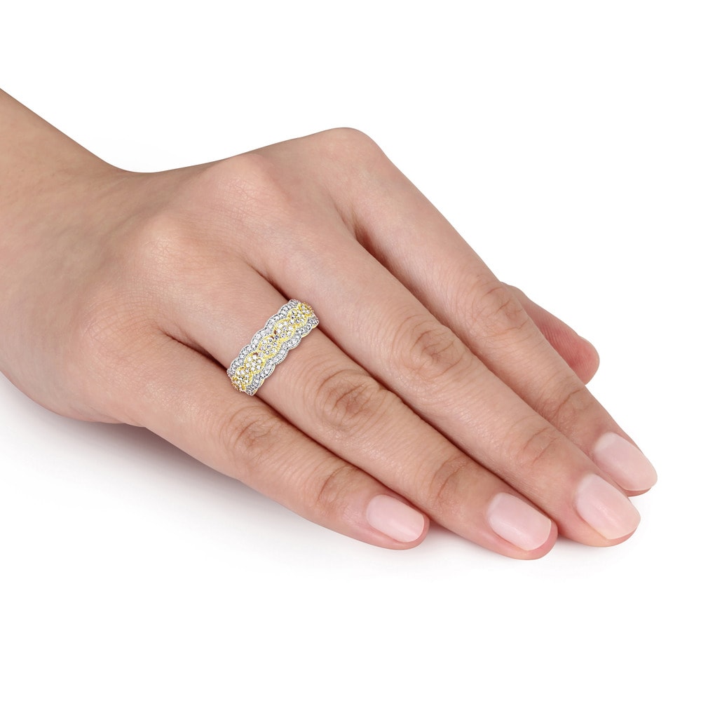 Miadora Signature Collection 10k Yellow Gold 1/2ct TDW Diamond Milgrain Detail Anniversary Ring