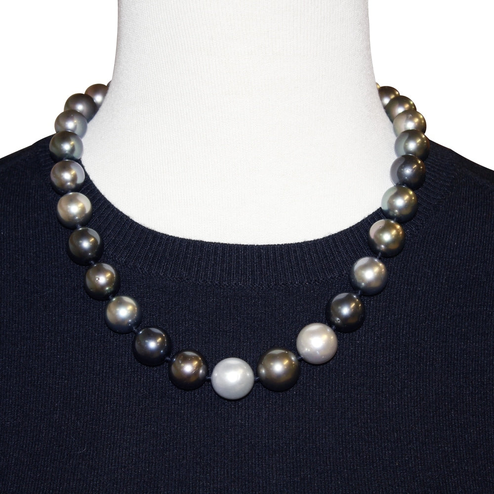 Miadora Signature Collection 14k Gold Black Tahitian Pearl and Diamond Accent Necklace (13-16 mm) - 13-16 mm - 13-16 mm