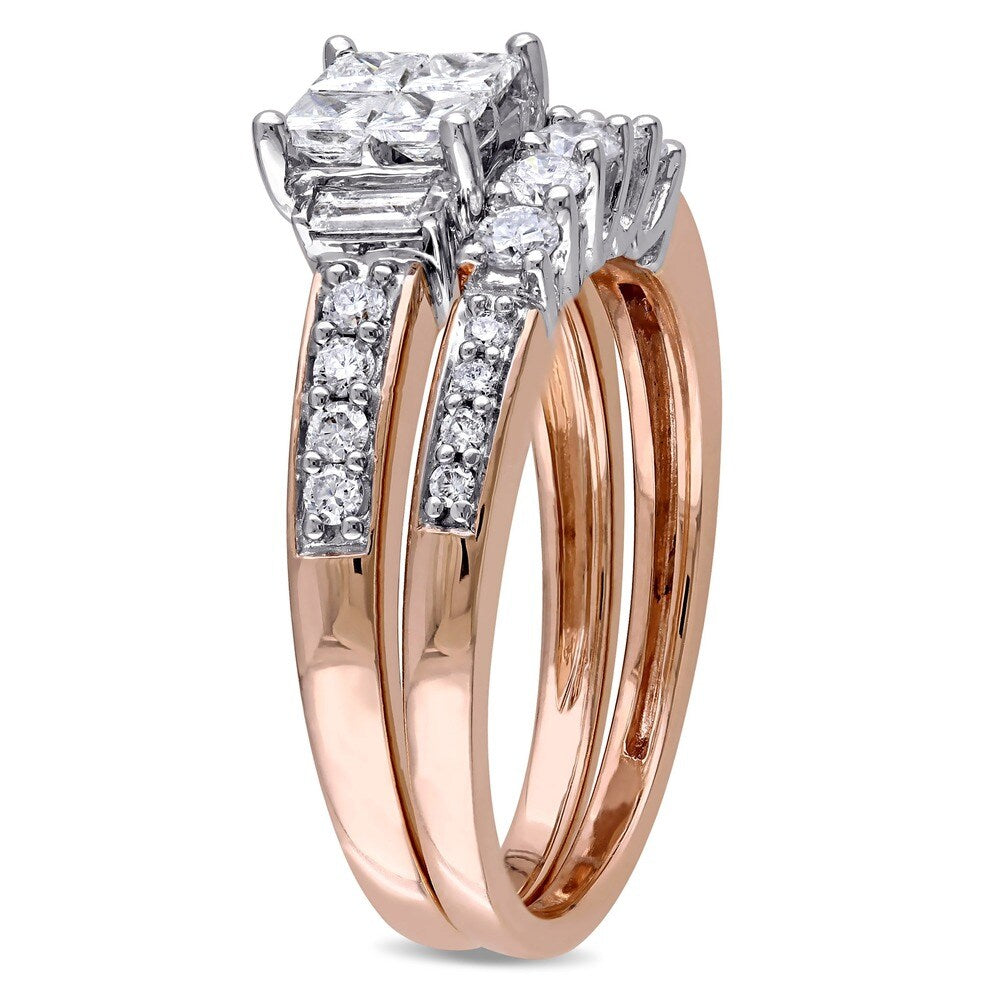 Miadora Signature Collection 14k Rose Gold 1ct TDW Diamond Bridal Ring Set (G-H, I1-I2)