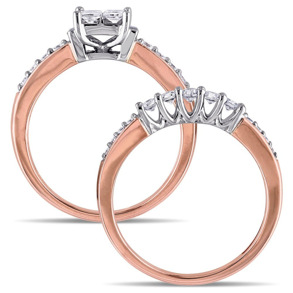 Miadora Signature Collection 14k Rose Gold 1ct TDW Diamond Bridal Ring Set (G-H, I1-I2)