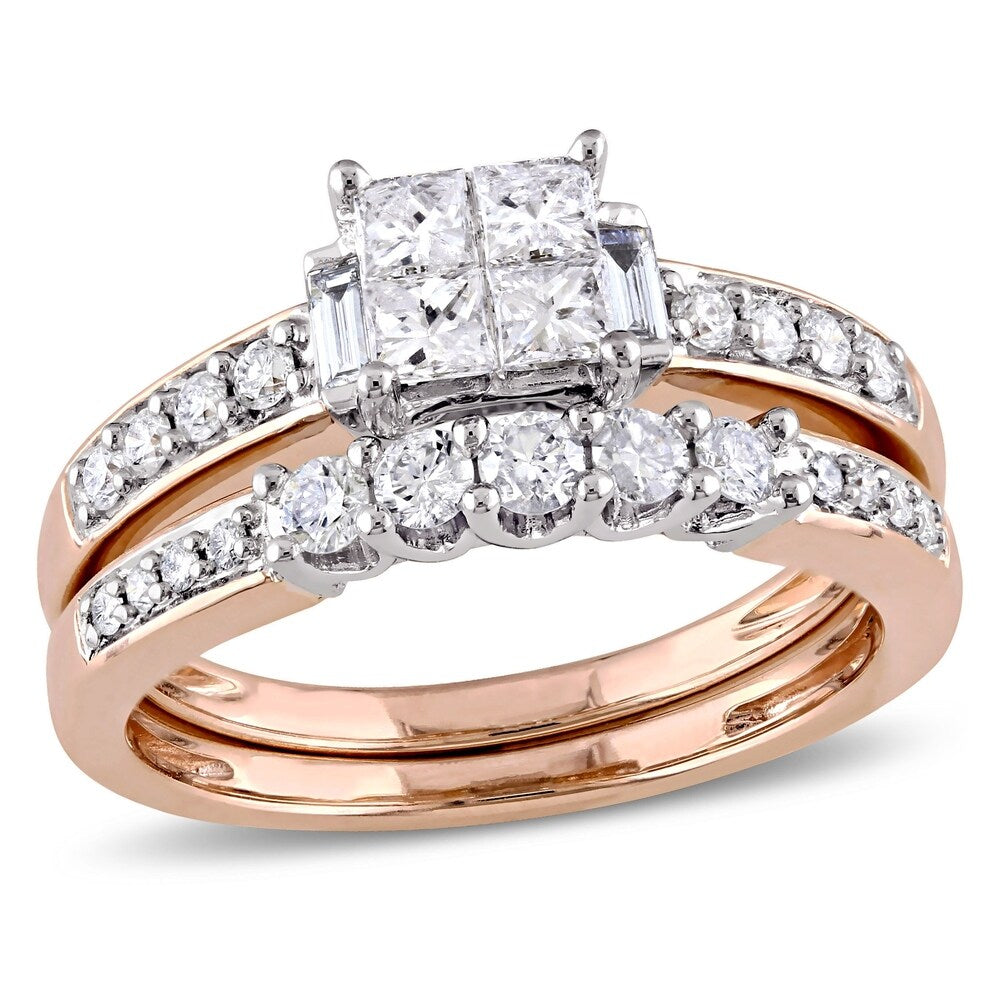 Miadora Signature Collection 14k Rose Gold 1ct TDW Diamond Bridal Ring Set (G-H, I1-I2)