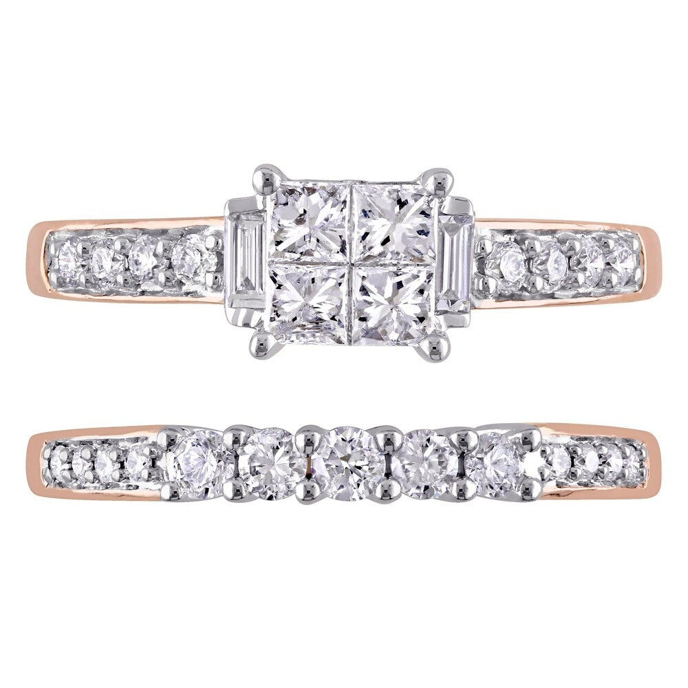 Miadora Signature Collection 14k Rose Gold 1ct TDW Diamond Bridal Ring Set (G-H, I1-I2)