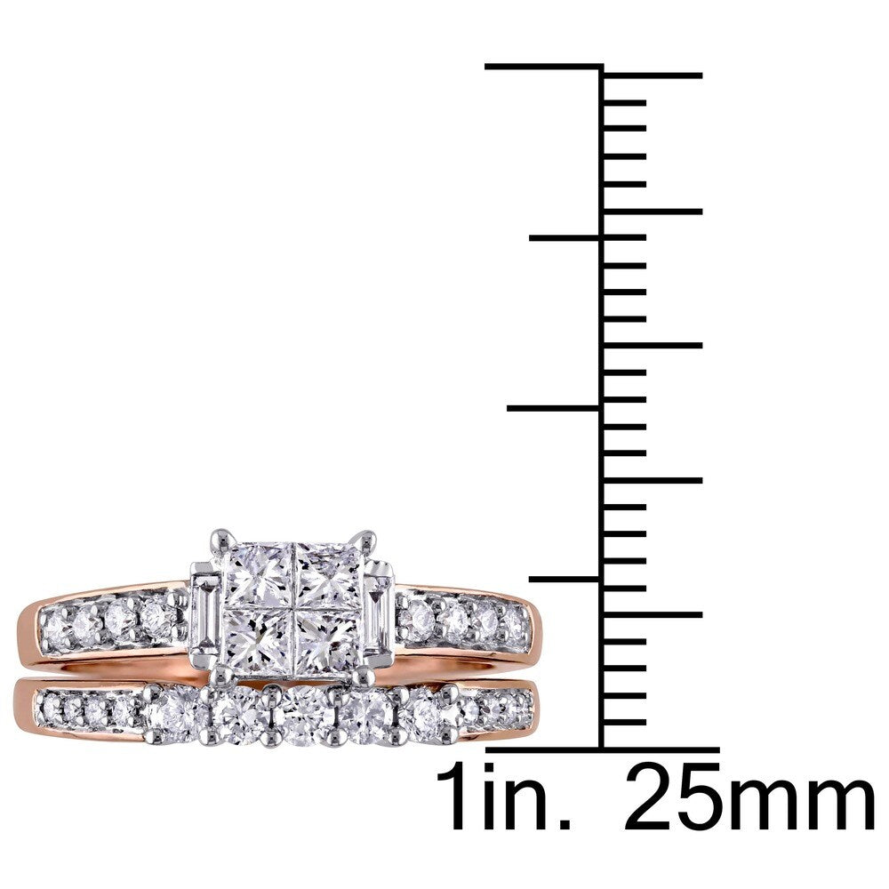 Miadora Signature Collection 14k Rose Gold 1ct TDW Diamond Bridal Ring Set (G-H, I1-I2)