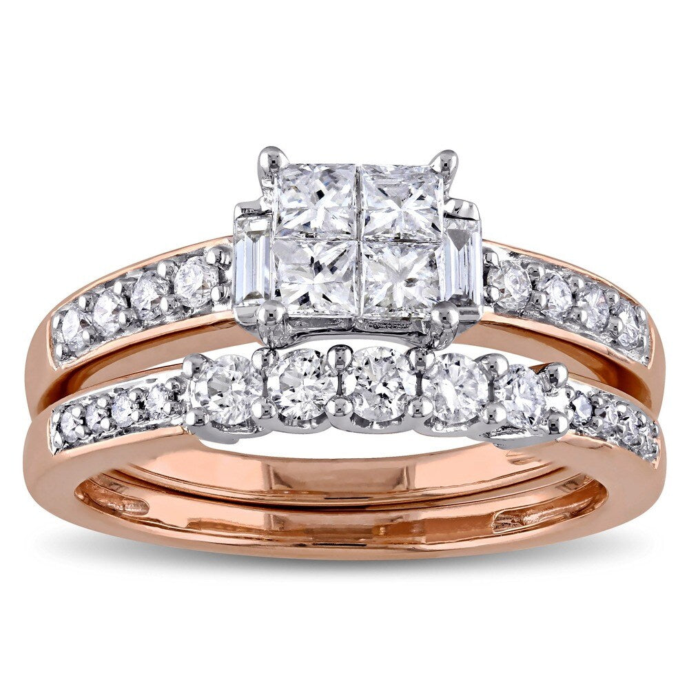 Miadora Signature Collection 14k Rose Gold 1ct TDW Diamond Bridal Ring Set (G-H, I1-I2)