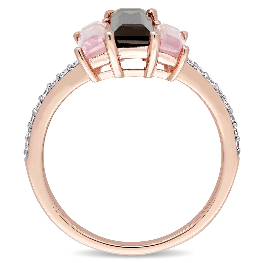 Miadora Signature Collection 14k Rose Gold Baguette-Cut Smokey Quartz Rose Quartz and 1/7ct TDW Diam - Brown