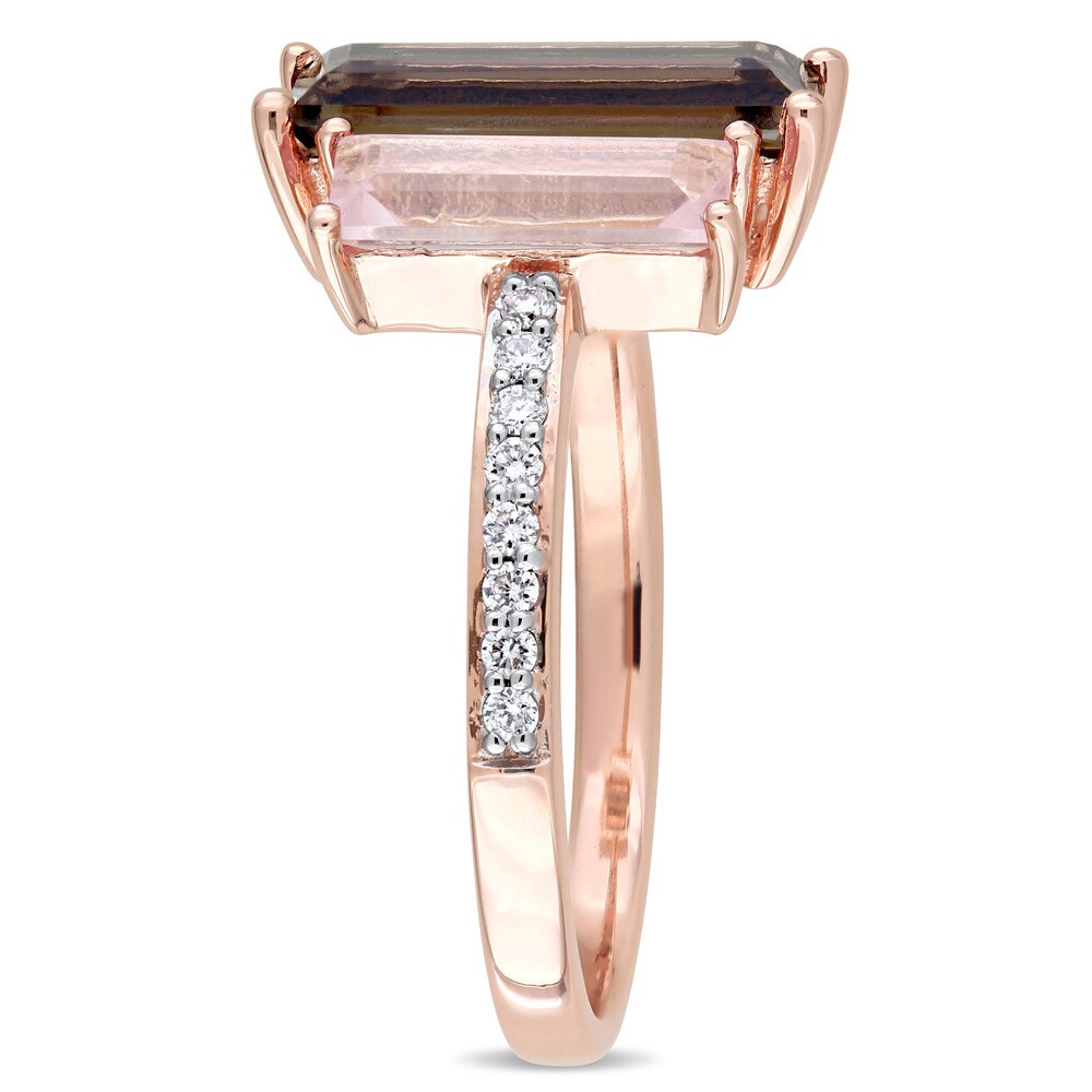 Miadora Signature Collection 14k Rose Gold Baguette-Cut Smokey Quartz Rose Quartz and 1/7ct TDW Diam - Brown