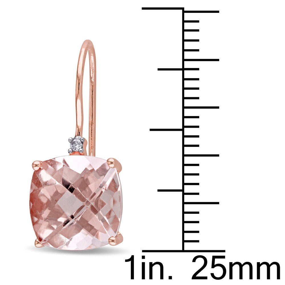 Miadora Signature Collection 14k Rose Gold Cushion-Shaped Morganite and Diamond Accent Hook Earrings (G-H, I1-I2)