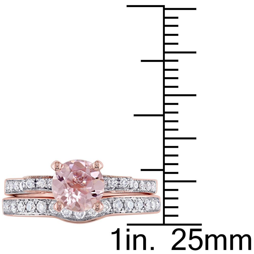Miadora Signature Collection 14k Rose Gold Morganite and 1/2ct TDW Diamond 2-Piece Bridal Ring Set ( - Pink
