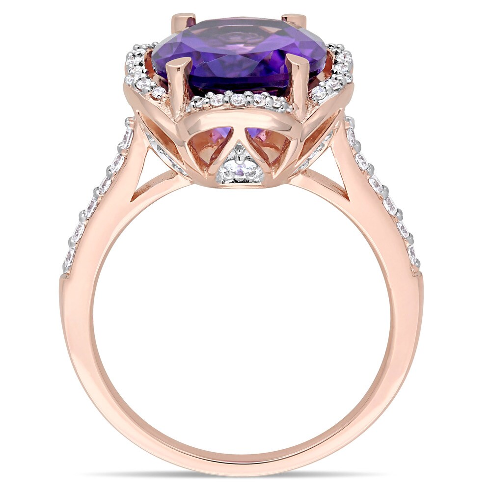 Miadora Signature Collection 14k Rose Gold Oval-Cut African-Amethyst and 1/2ct TDW Diamond Floral Ha