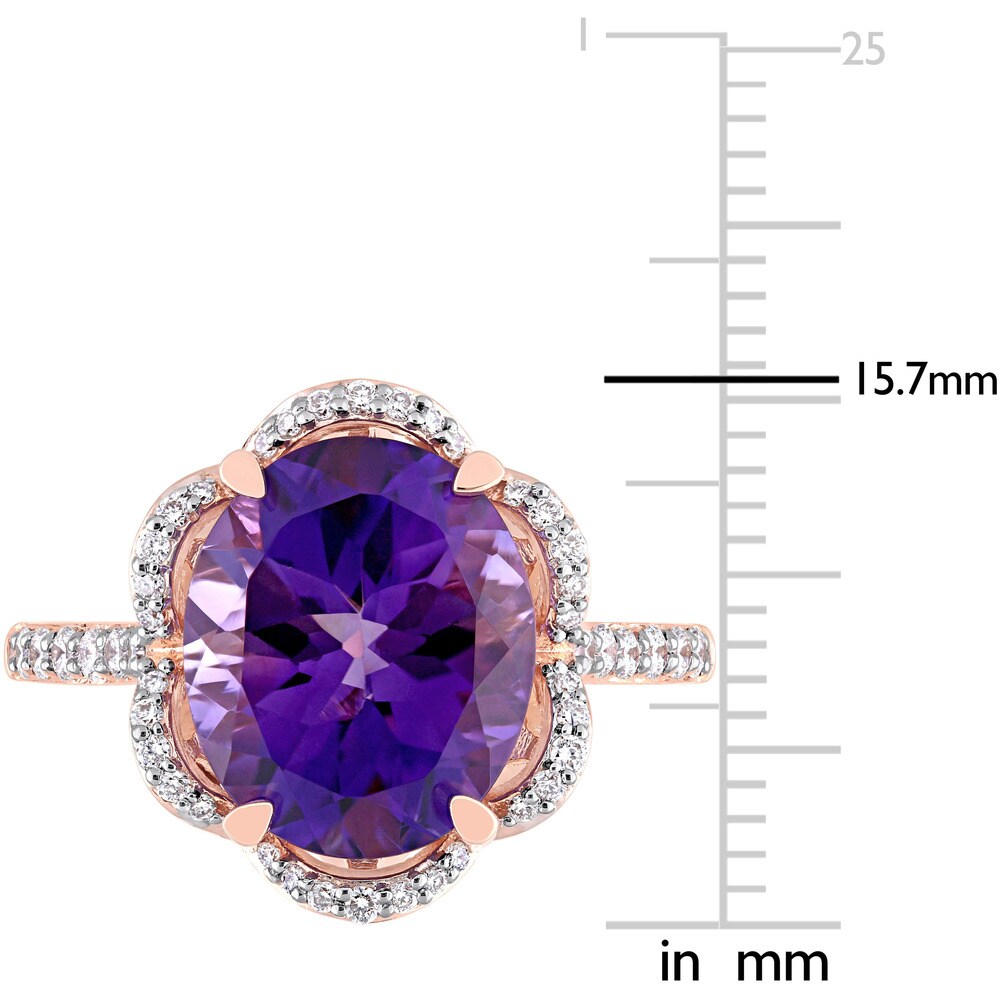 Miadora Signature Collection 14k Rose Gold Oval-Cut African-Amethyst and 1/2ct TDW Diamond Floral Ha