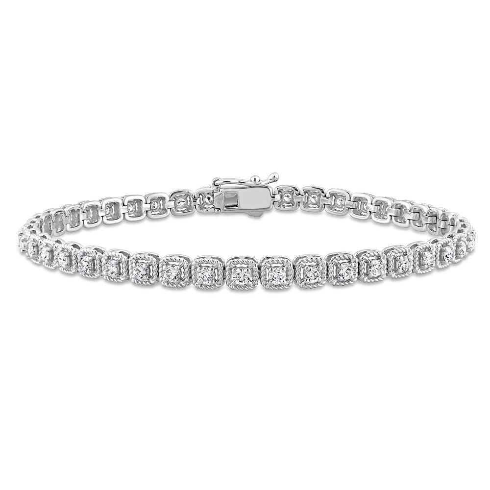 Miadora Signature Collection 14k White Gold 1 1/2ct TDW Diamond Tennis Bracelet